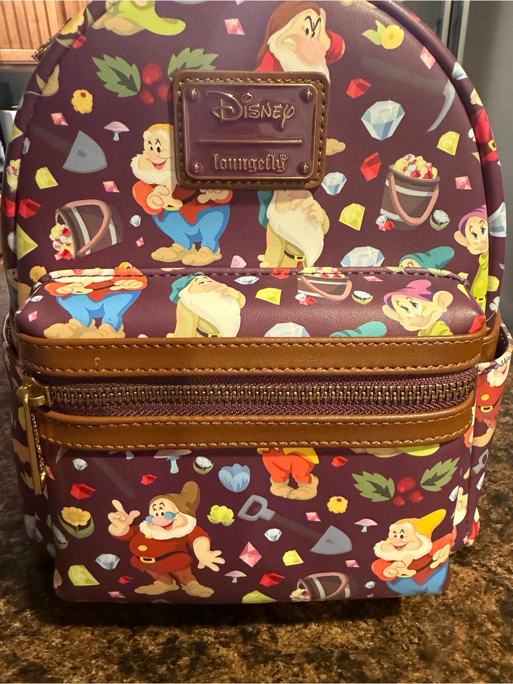 Loungefly Kids Burgundy Snow White Dwarfs Mini Backpack